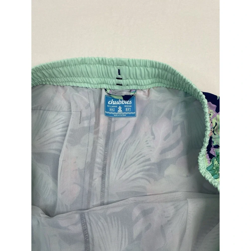 Chubbies‎ Shorts Mens 2XL Blue Tropical Floral Swim Trunks 5.5 Inseam Lined Mesh